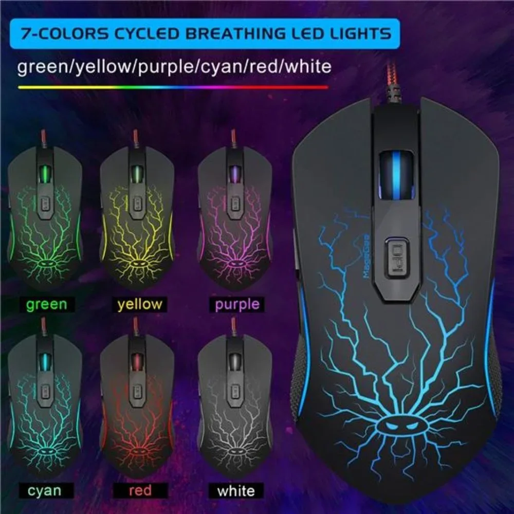 Gaming Keyboard and Mouse Combo, K1 LED Rainbow Backlit Keyboard with 104 Key